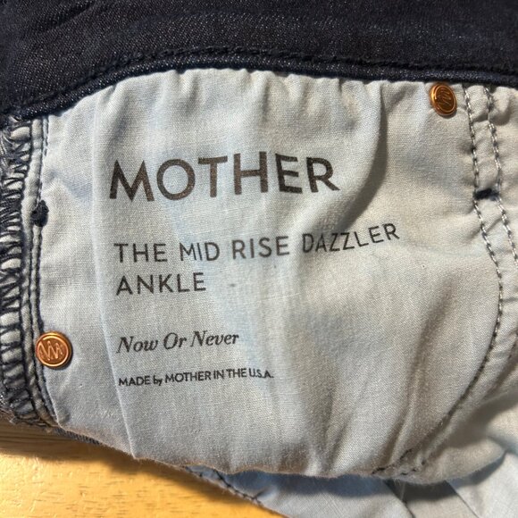 Womens Mother Blue Dark Wash The Mid Rise Dazzler Now or Never Denim Jean 27 - Picture 12 of 14